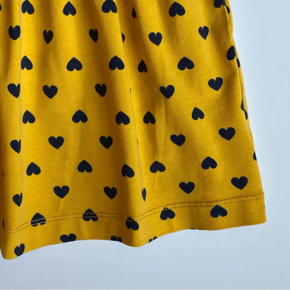 Hanna Andersson Dress Hearts Size 70 12 18 Months Yellow Blue Hearts Girls Soft